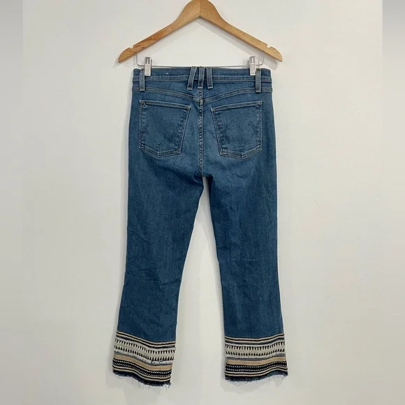 Anthropologie McGuire Ambrosio High Rise Boho Embroidered Ankle Crop Jeans 28